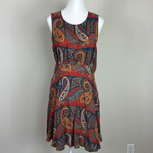 Vintage Free People‎ Boho Colorful Paisley Print Sun Dress Size 8